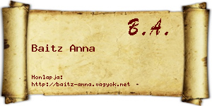 Baitz Anna névjegykártya